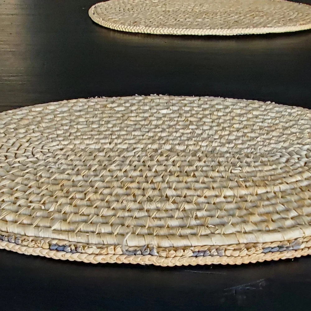 Boho 6 Thick Oval Woven Table Placemats, Natural, 12